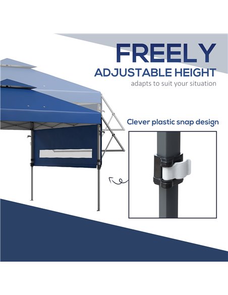 Outsunny 5 x 3(m) Pop Up Gazebo with Extend Dual Awnings, 1 Person Easy up Marquee Party Tent with 1-Button Push, Double Roof, W - pic 36559 | FastDaddyshop