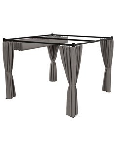 Outsunny 3 x 3(m) Retractable Pergola, Garden Gazebo Shelter, Light Grey 84C-441V00LG