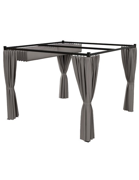 Outsunny 3 x 3(m) Retractable Pergola, Garden Gazebo Shelter, Light Grey 84C-441V00LG - pic 36561 | FastDaddyshop