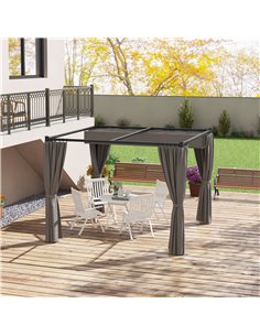 Outsunny 3 x 3(m) Retractable Pergola, Garden Gazebo Shelter, Light Grey 84C-441V00LG 2