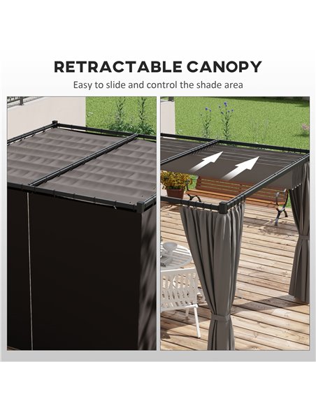 Outsunny 3 x 3(m) Retractable Pergola, Garden Gazebo Shelter with Curtains, for Grill, Patio, Deck, Light Grey 84C-441V00LG - pic 36564 | FastDaddyshop