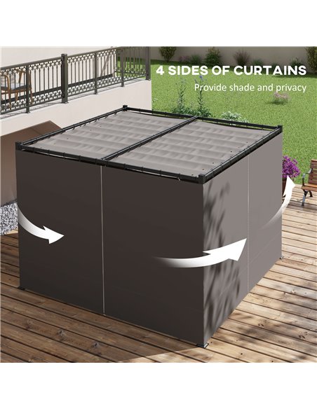 Outsunny 3 x 3(m) Retractable Pergola, Garden Gazebo Shelter with Curtains, for Grill, Patio, Deck, Light Grey 84C-441V00LG - pic 36565 | FastDaddyshop
