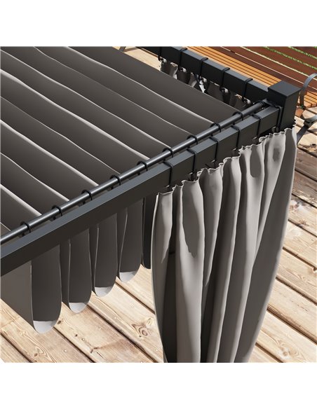 Outsunny 3 x 3(m) Retractable Pergola, Garden Gazebo Shelter with Curtains, for Grill, Patio, Deck, Light Grey 84C-441V00LG - pic 36567 | FastDaddyshop