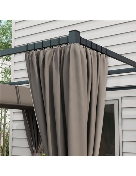 Outsunny 3 x 3(m) Retractable Pergola, Garden Gazebo Shelter with Curtains, for Grill, Patio, Deck, Light Grey 84C-441V00LG - pic 36568 | FastDaddyshop