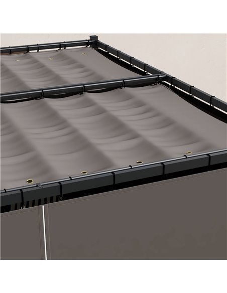 Outsunny 3 x 3(m) Retractable Pergola, Garden Gazebo Shelter with Curtains, for Grill, Patio, Deck, Light Grey 84C-441V00LG - pic 36569 | FastDaddyshop