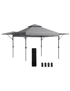 Outsunny 5 x 3(m) Pop Up Gazebo with Extend Dual Awnings, Grey 84C-503V00GY