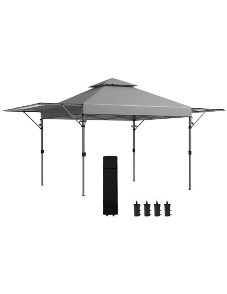 Outsunny 5 x 3(m) Pop Up Gazebo with Extend Dual Awnings, Grey 84C-503V00GY - pic 36570 | FastDaddyshop