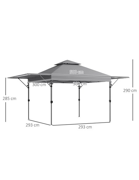 Outsunny 5 x 3(m) Pop Up Gazebo with Extend Dual Awnings, Grey 84C-503V00GY - pic 36572 | FastDaddyshop