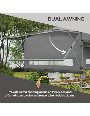 Outsunny 5 x 3(m) Pop Up Gazebo with Extend Dual Awnings, Grey 84C-503V00GY