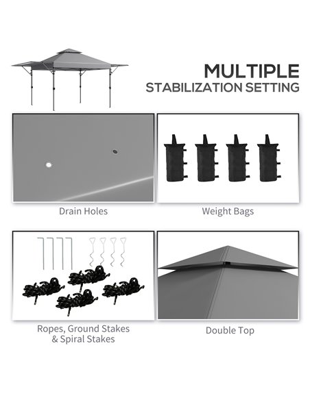 Outsunny 5 x 3(m) Pop Up Gazebo with Extend Dual Awnings, 1 Person Easy up Marquee Party Tent with 1-Button Push, Double Roof, W - pic 36574 | FastDaddyshop