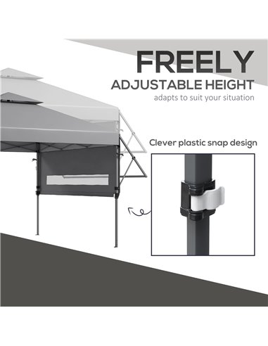 Outsunny 5 x 3(m) Pop Up Gazebo with Extend Dual Awnings, 1 Person Easy up Marquee Party Tent with 1-Button Push, Double Roof, W