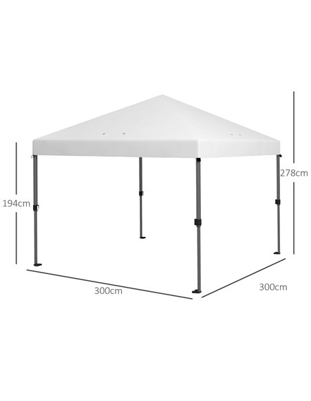 Outsunny 3 x 3(m) Pop Up Gazebo, 1 Person Easy up Marquee, White 84C-502V00WT - pic 36590 | FastDaddyshop