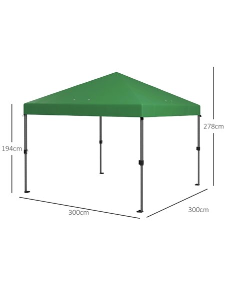 Outsunny 3 x 3(m) Pop Up Gazebo, 1 Person Easy up Marquee, Green 84C-502V00GN - pic 36599 | FastDaddyshop