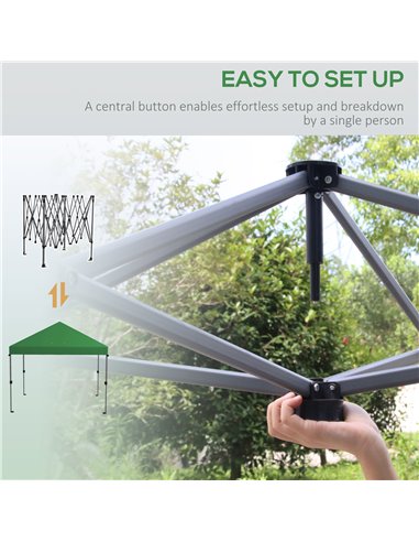 Outsunny 3 x 3(m) Pop Up Gazebo, 1 Person Easy up Marquee Party Tent with 1-Button Push, Adjustable Straight Legs, Wheeled Bag, 