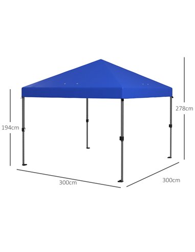Outsunny 3 x 3(m) Pop Up Gazebo, 1 Person Easy up Marquee, Blue 84C-502V00BU