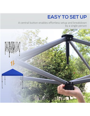 Outsunny 3 x 3(m) Pop Up Gazebo, 1 Person Easy up Marquee Party Tent with 1-Button Push, Adjustable Straight Legs, Wheeled Bag, 