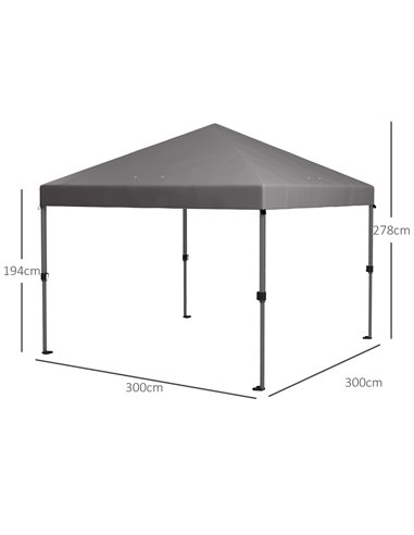 Outsunny 3 x 3(m) Pop Up Gazebo, 1 Person Easy up Marquee, Grey 84C-502V00CG
