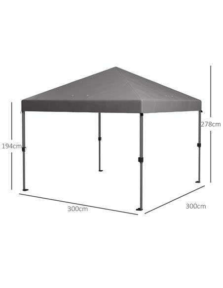 Outsunny 3 x 3(m) Pop Up Gazebo, 1 Person Easy up Marquee, Grey 84C-502V00CG - pic 36617 | FastDaddyshop