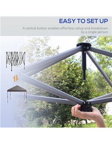 Outsunny 3 x 3(m) Pop Up Gazebo, 1 Person Easy up Marquee Party Tent with 1-Button Push, Adjustable Straight Legs, Wheeled Bag, 