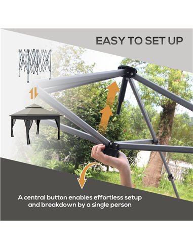 Outsunny 3 x 3(m) Pop Up Gazebo with Mosquito Netting, Grey 84C-505V00LG