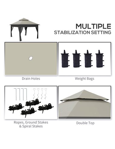 Outsunny 3 x 3(m) Pop Up Gazebo with Mosquito Netting, 1 Person Easy up Marquee Party Tent with 1-Button Push, Double Roof, Carr