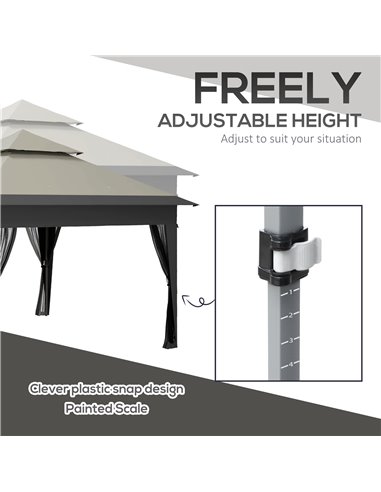 Outsunny 3 x 3(m) Pop Up Gazebo with Mosquito Netting, 1 Person Easy up Marquee Party Tent with 1-Button Push, Double Roof, Carr