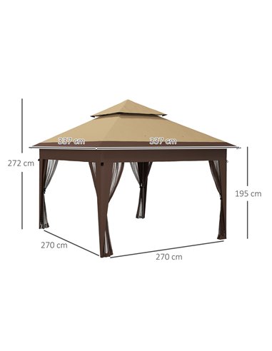 Outsunny 3 x 3(m) Pop Up Gazebo with Mosquito Netting, Khaki 84C-505V00KK