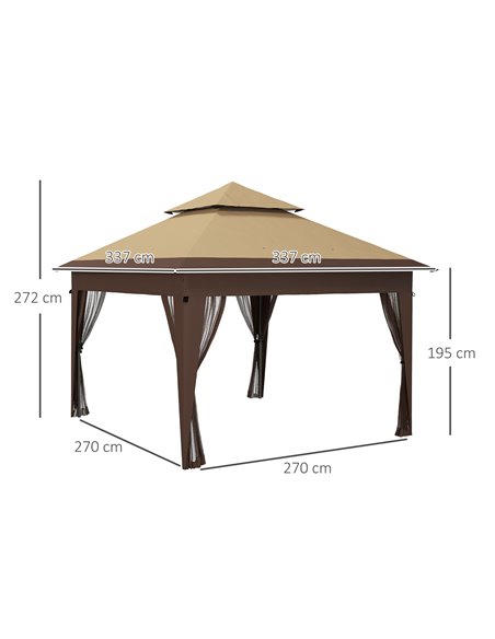 Outsunny 3 x 3(m) Pop Up Gazebo with Mosquito Netting, Khaki 84C-505V00KK - pic 36653 | FastDaddyshop