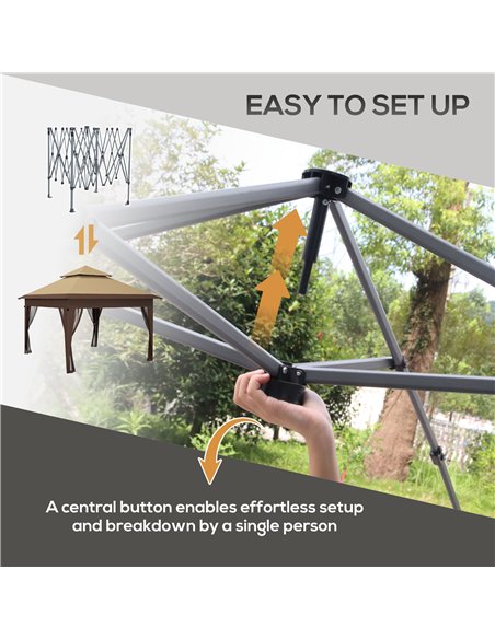 Outsunny 3 x 3(m) Pop Up Gazebo with Mosquito Netting, Khaki 84C-505V00KK - pic 36654 | FastDaddyshop