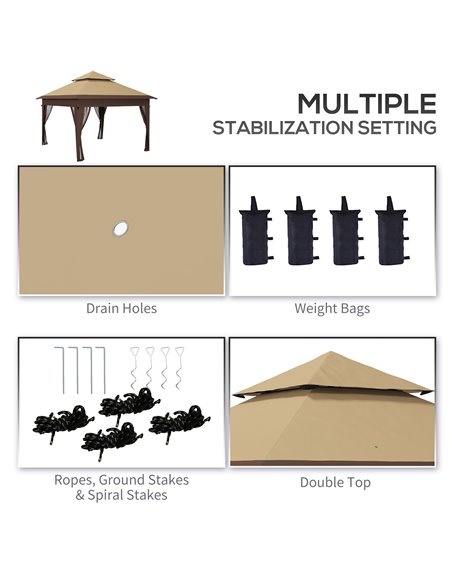 Outsunny 3 x 3(m) Pop Up Gazebo with Mosquito Netting, 1 Person Easy up Marquee Party Tent with 1-Button Push, Double Roof, Carr - pic 36656 | FastDaddyshop