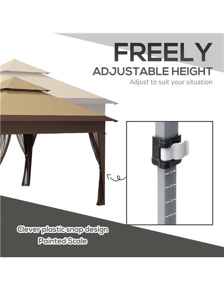 Outsunny 3 x 3(m) Pop Up Gazebo with Mosquito Netting, 1 Person Easy up Marquee Party Tent with 1-Button Push, Double Roof, Carr - pic 36657 | FastDaddyshop