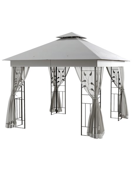 Outsunny 3(m) x 3(m) Double Roof Outdoor Garden Gazebo, Light Grey 84C-100V00LG - pic 36669 | FastDaddyshop