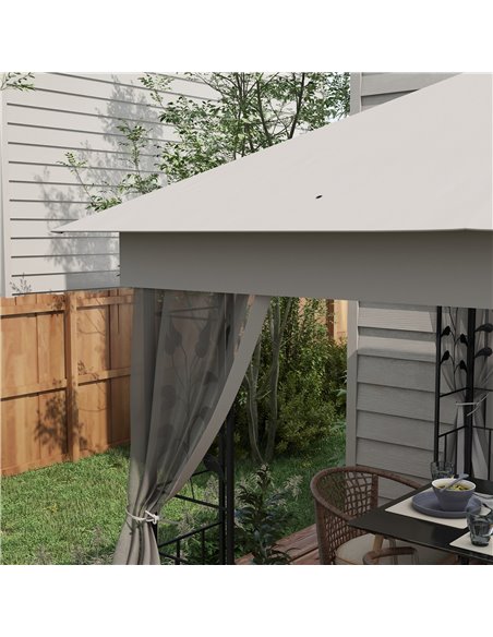 Outsunny 3(m) x 3(m)  Double Roof Outdoor Garden Gazebo Canopy Shelter with Netting, Solid Steel Frame, Light Grey 84C-100V00LG - pic 36676 | FastDaddyshop