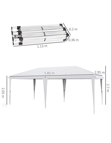 Outsunny 6 x 3(m) Garden Large Gazebo Canopy Waterproof Outdoor Party Tent Marquee 84C-118V03WT