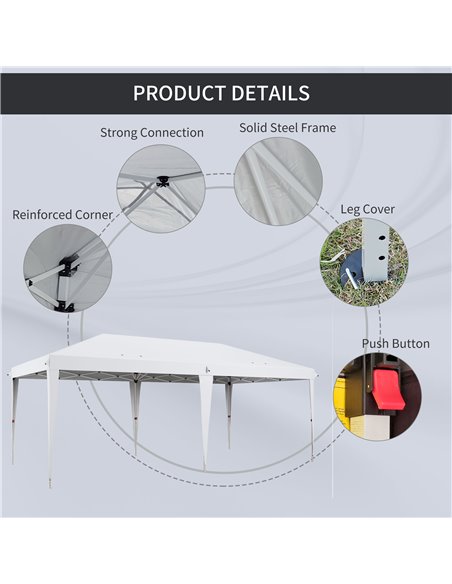 Outsunny 6 x 3(m) Garden Large Gazebo Canopy Waterproof Outdoor Party Tent Marquee 84C-118V03WT - pic 36682 | FastDaddyshop