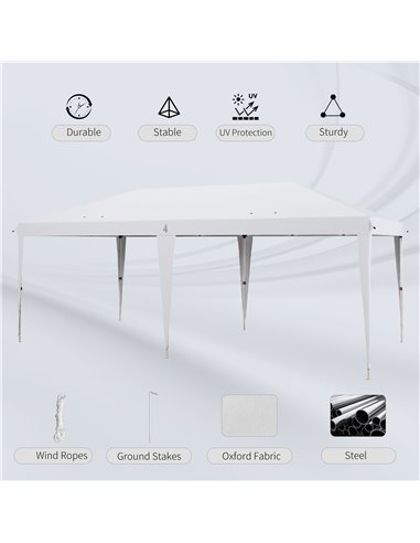 Outsunny 6 x 3(m) Garden Large Gazebo Canopy Waterproof Outdoor Party Tent Marquee 84C-118V03WT