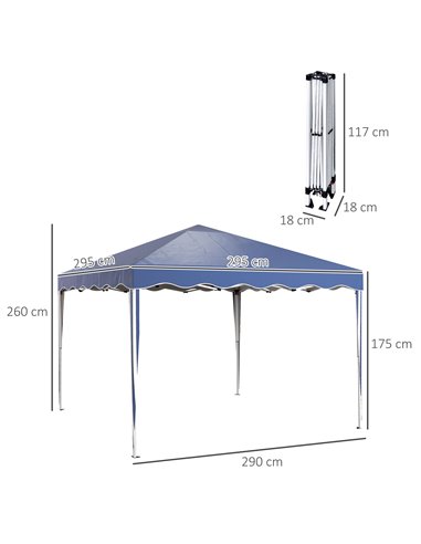 Outsunny 3 x 3m Pop Up Gazebo, Outdoor Camping Gazebo Party Tent with Carry Bag 84C-263V04BU