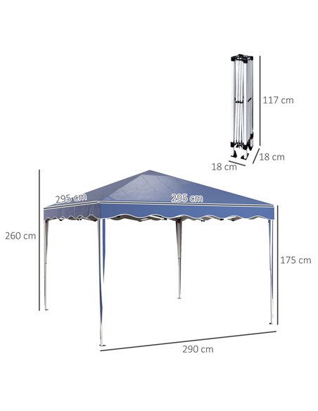 Outsunny 3 x 3m Pop Up Gazebo, Outdoor Camping Gazebo Party Tent with Carry Bag 84C-263V04BU - pic 36689 | FastDaddyshop
