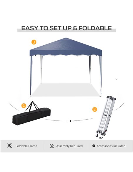 Outsunny 3 x 3m Pop Up Gazebo, Outdoor Camping Gazebo Party Tent with Carry Bag 84C-263V04BU - pic 36691 | FastDaddyshop