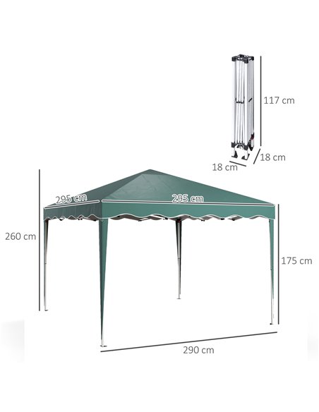 Outsunny 3 x 3m Pop Up Gazebo, Outdoor Camping Gazebo Party Tent with Carry Bag 84C-263V04GN - pic 36698 | FastDaddyshop