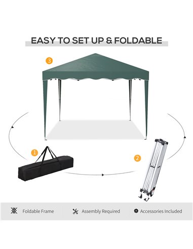 Outsunny 3 x 3m Pop Up Gazebo, Outdoor Camping Gazebo Party Tent with Carry Bag 84C-263V04GN