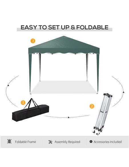 Outsunny 3 x 3m Pop Up Gazebo, Outdoor Camping Gazebo Party Tent with Carry Bag 84C-263V04GN - pic 36700 | FastDaddyshop