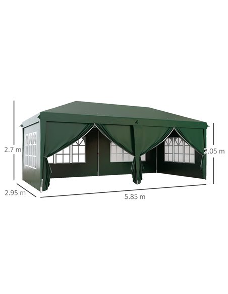 Outsunny 3 x 6m Garden Pop Up Gazebo, Wedding Party Tent Marquee, Green 84C-425V00DG - pic 36707 | FastDaddyshop