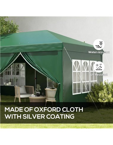 Outsunny 3 x 6m Garden Pop Up Gazebo, Wedding Party Tent Marquee, Water Resistant Awning Canopy With Sidewalls, Windows, Drainag
