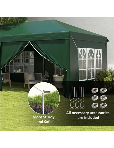 Outsunny 3 x 6m Garden Pop Up Gazebo, Wedding Party Tent Marquee, Water Resistant Awning Canopy With Sidewalls, Windows, Drainag - pic 36710 | FastDaddyshop