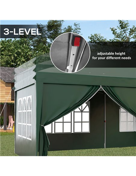Outsunny 3 x 6m Garden Pop Up Gazebo, Wedding Party Tent Marquee, Water Resistant Awning Canopy With Sidewalls, Windows, Drainag - pic 36711 | FastDaddyshop