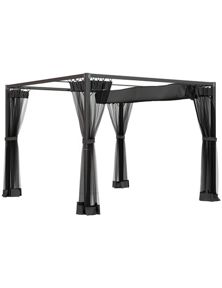 Outsunny 3 x 3 m Retractable Pergola, Garden Gazebo Shelter, Dark Grey 84C-482V01GY - pic 36723 | FastDaddyshop