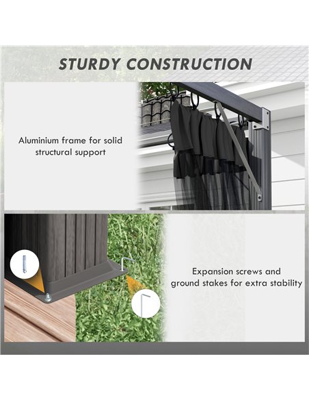 Outsunny 3 x 3 m Retractable Pergola, Garden Gazebo Shelter with Nettings, for Grill, Patio, Deck, Dark Grey 84C-482V01GY - pic 36728 | FastDaddyshop