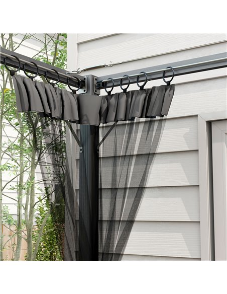 Outsunny 3 x 3 m Retractable Pergola, Garden Gazebo Shelter with Nettings, for Grill, Patio, Deck, Dark Grey 84C-482V01GY - pic 36730 | FastDaddyshop