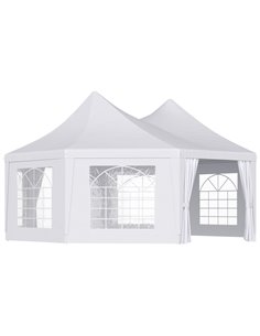 Outsunny 6.8m x 5m Octagonal Party Tent, Wedding Marquee, White 01-0005-002
